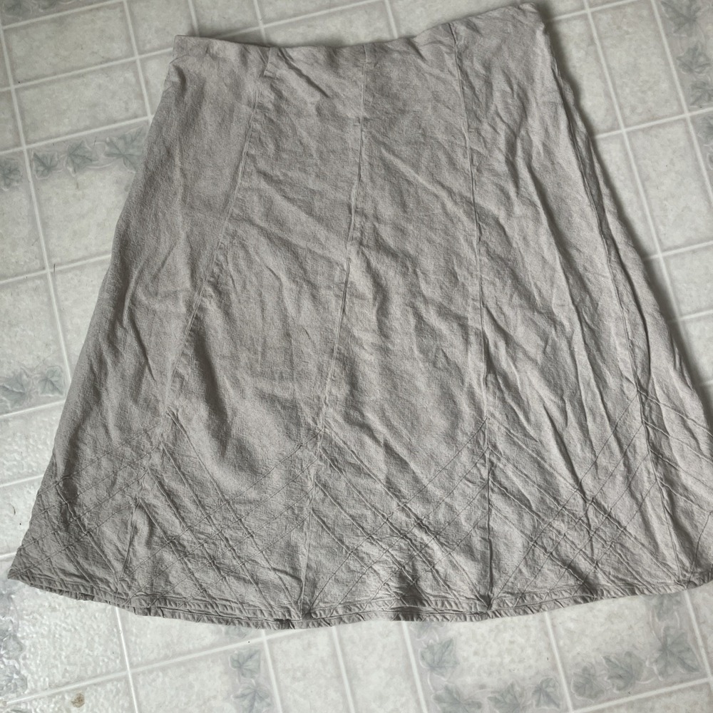 Christopher & Banks Skirt Large Tan A Line Linen Blend Hippie Boho cottage‎ core